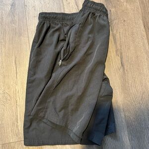 Charcoal Legend athletic dry fit shorts with zipper pockets